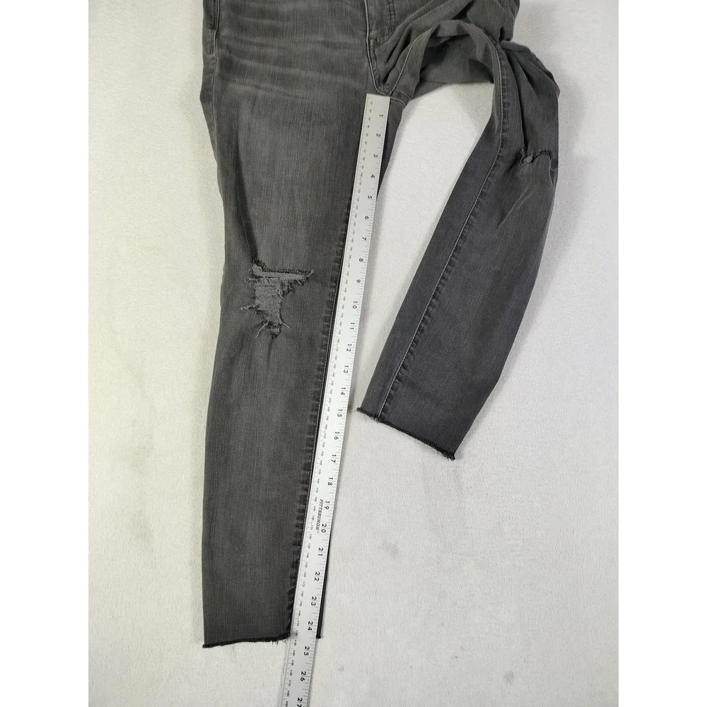 Madewell‎ 9 Inch Skinny Jeans Womens 26P Gray Mid Rise Distressed Raw Hem Ankle